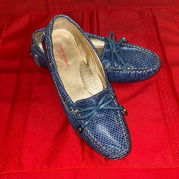 Marc Joseph Royal Blue Textured Loafers Size 8 - Picture 2 of 8